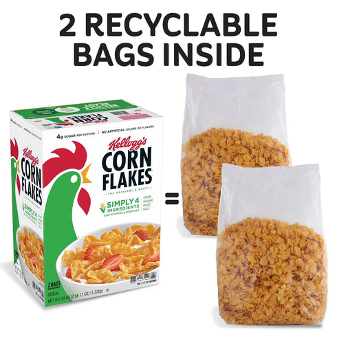 Kellogg's Corn Flakes Breakfast Cereal, 43 oz
